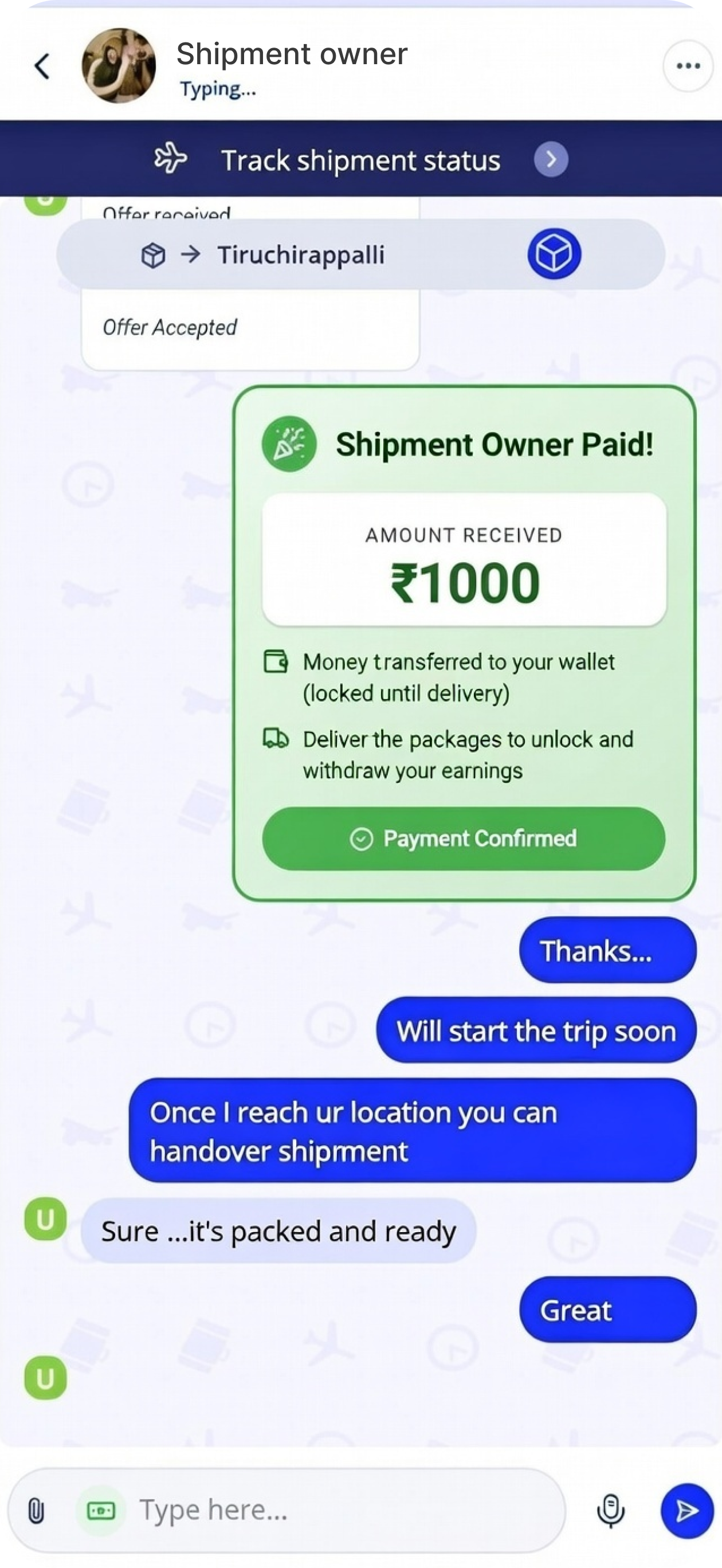 Shipment chat